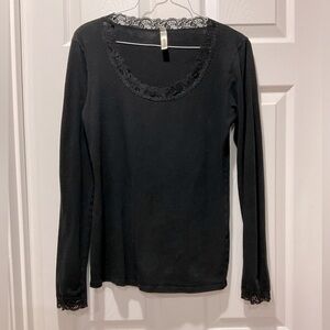 Black Top with lace trim